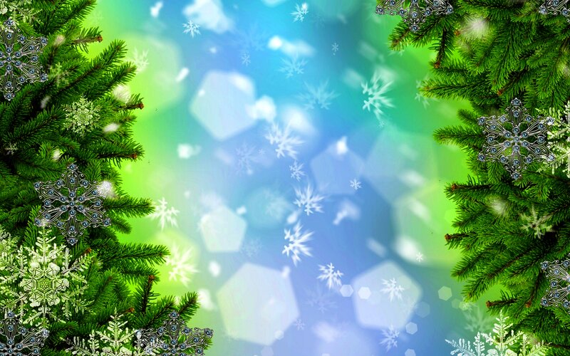 Christmas Tree Branches — Green, Festive, Winter, Digital Art