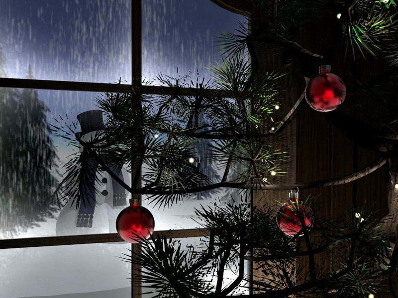 Christmas tree by window