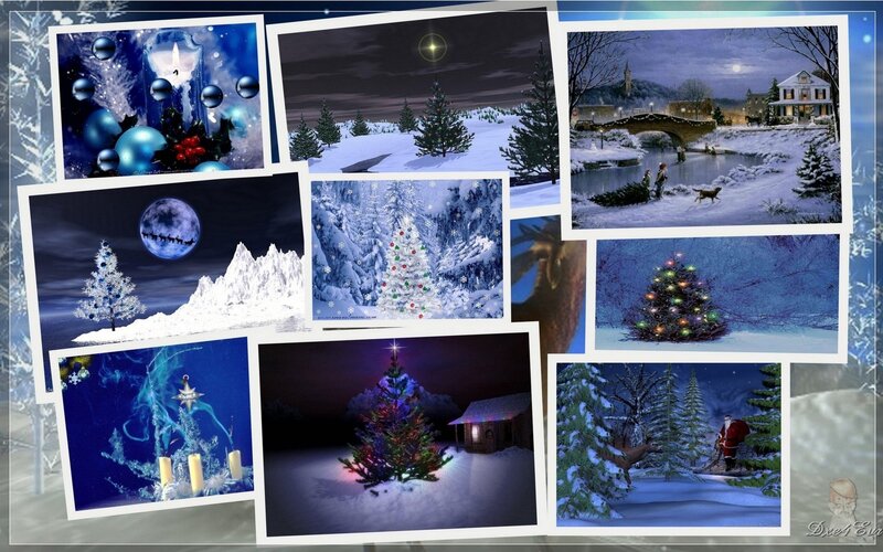 Christmas Tree Collage — Blue