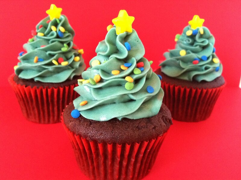 Christmas Tree Cupcakes — Red