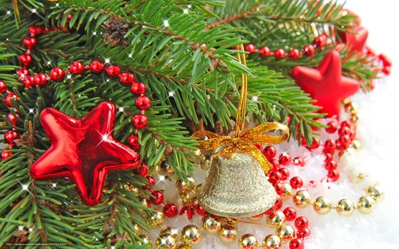 Christmas tree decorations close-up