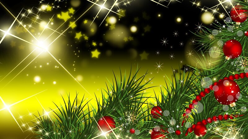 Christmas Tree Decorations — Green, Festive, Night, Digital Art