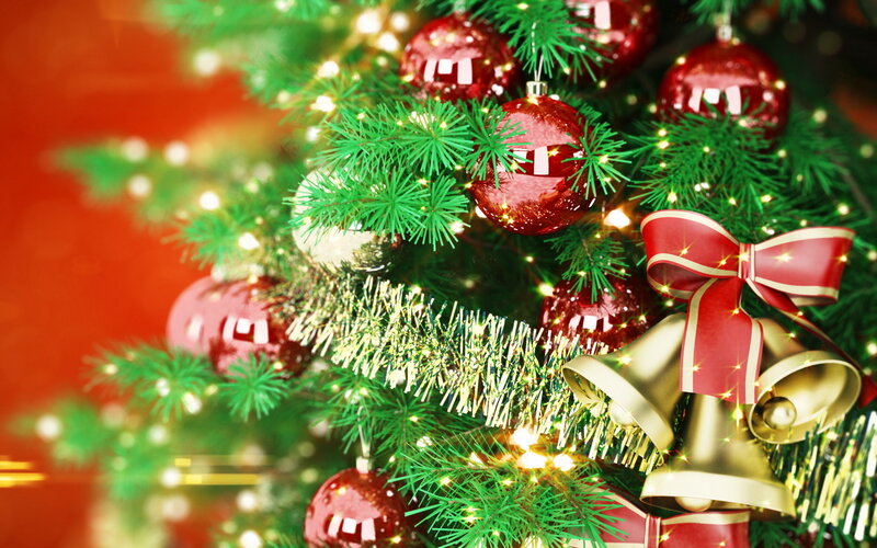 Christmas Tree Decorations — Green, Festive, Winter, 3d Render