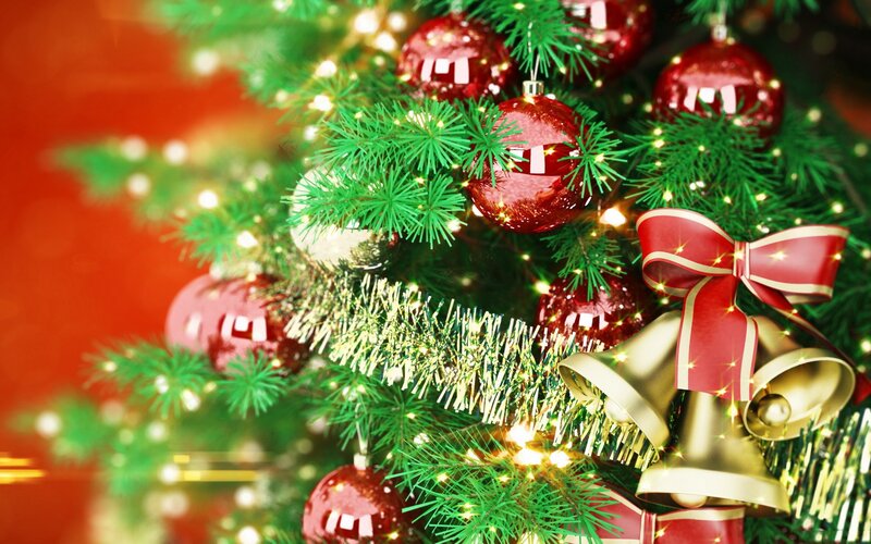 Christmas Tree Decorations — Red, Festive, Winter, 3d Render