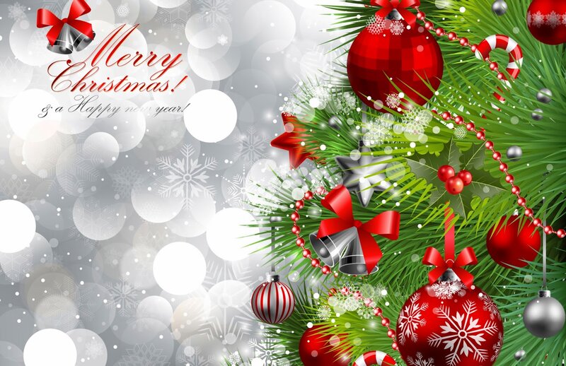 Christmas Tree Decorations — Red, Festive, Winter, Digital Art, Snowflakes