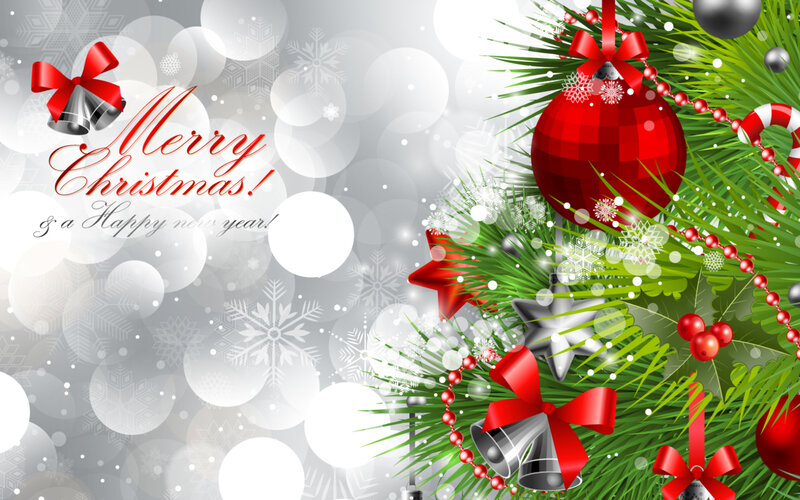 Christmas Tree Decorations — Red, Festive, Winter, Digital Art