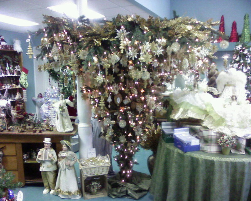 Christmas Tree Display — Green, Festive, Winter, Photograph, Figurines