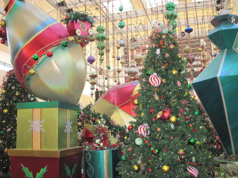 Christmas Tree Display — Green, Festive, Winter, Photograph, Ornaments