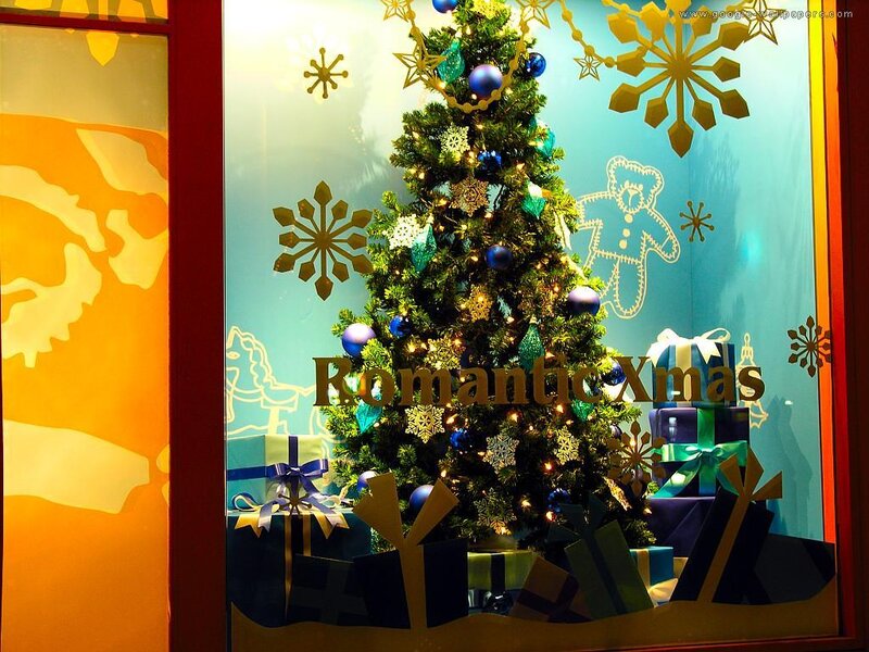 Christmas Tree Display — Green, Festive, Winter