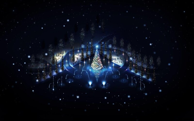 Christmas tree festival at night