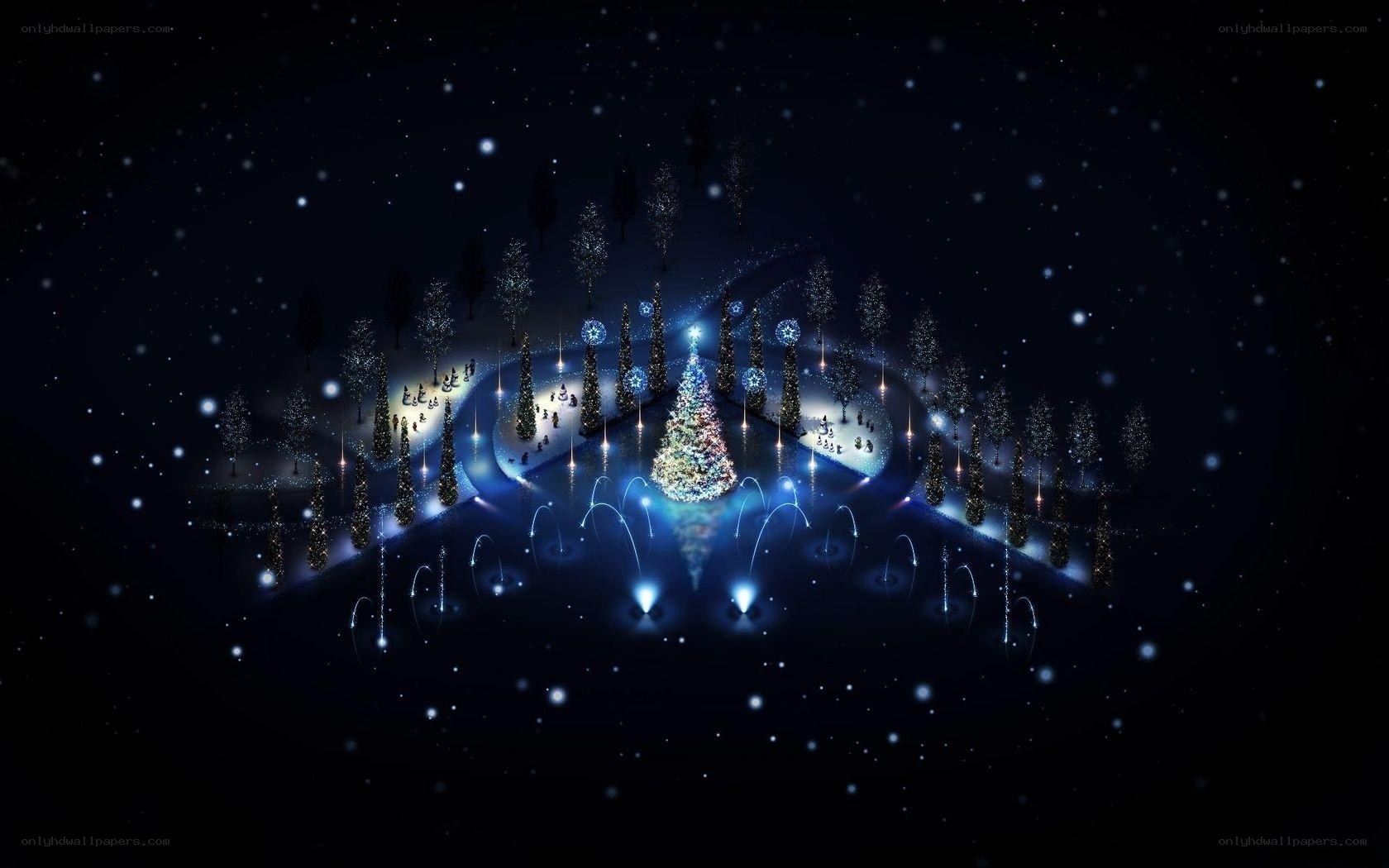Christmas tree festival at night
