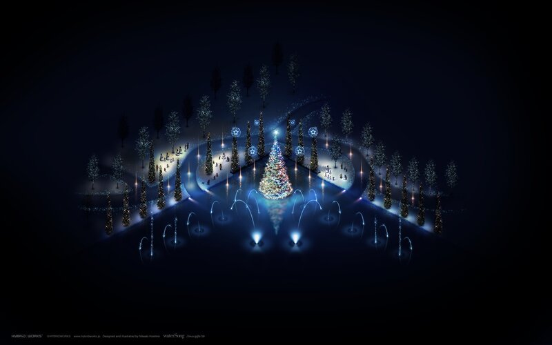 Christmas tree fountain display
