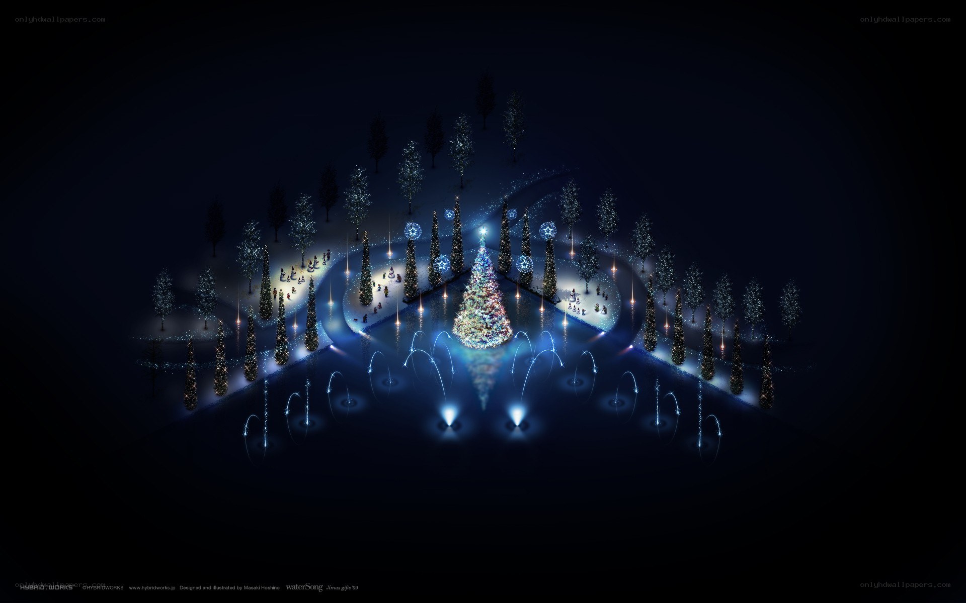 Christmas tree fountain display