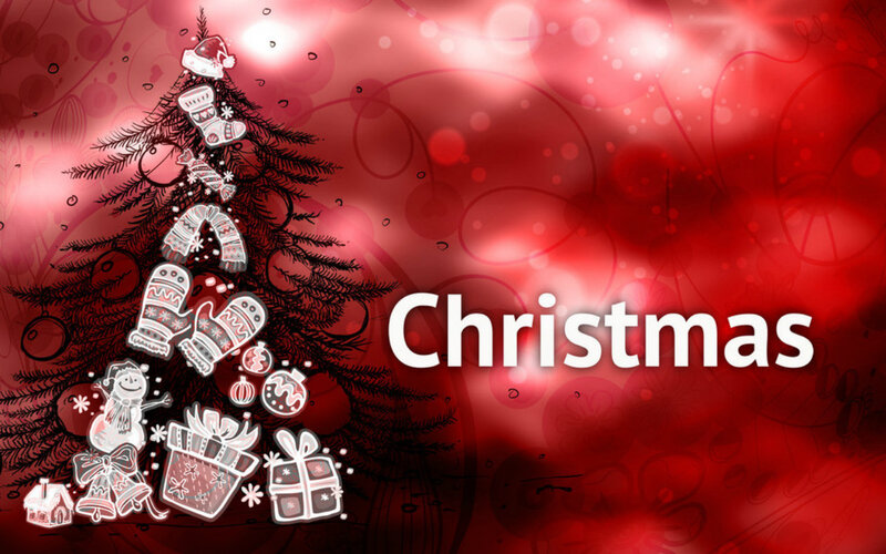 Christmas Tree Illustration — Red, Festive