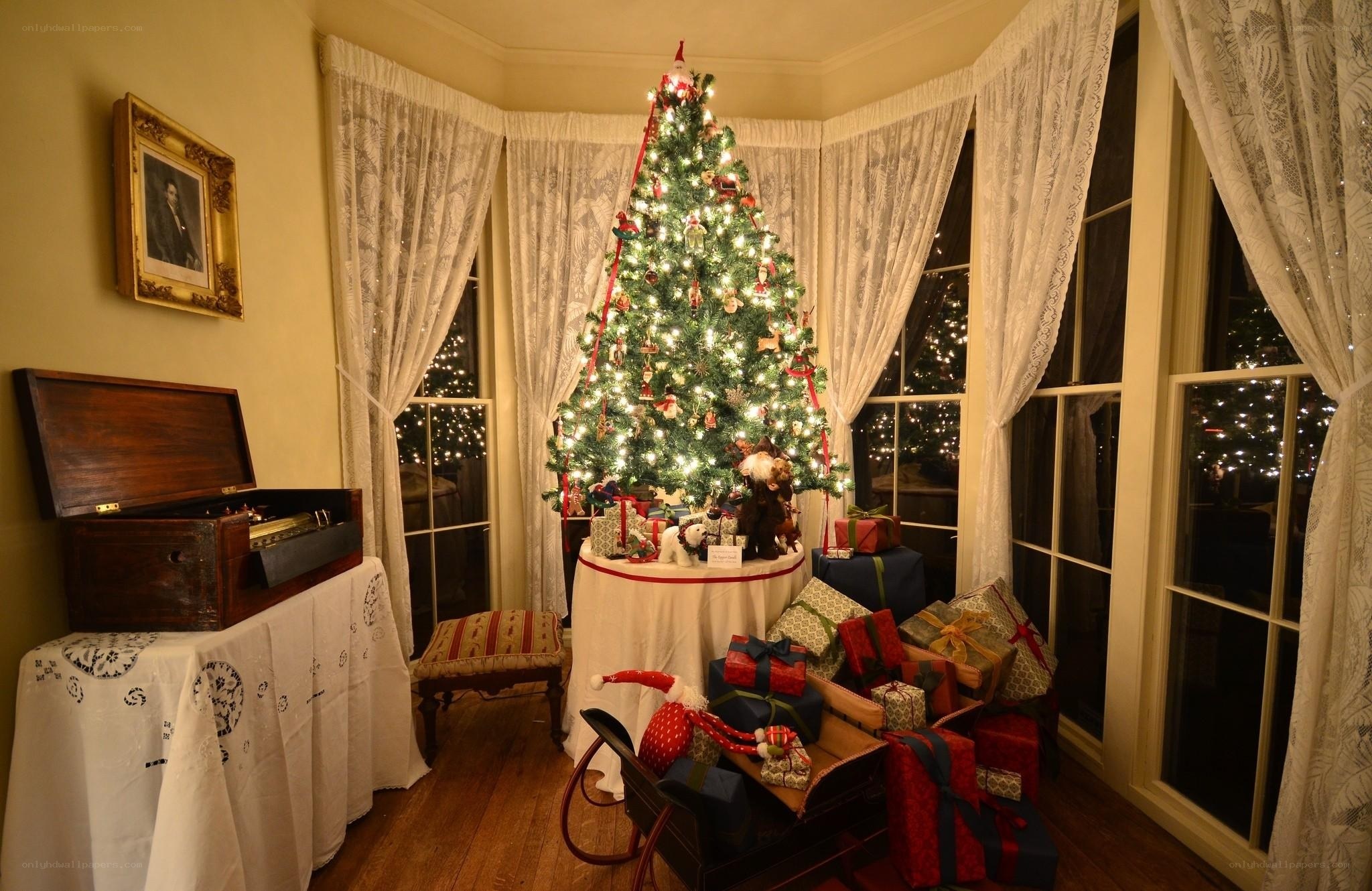 Christmas tree in a bay window