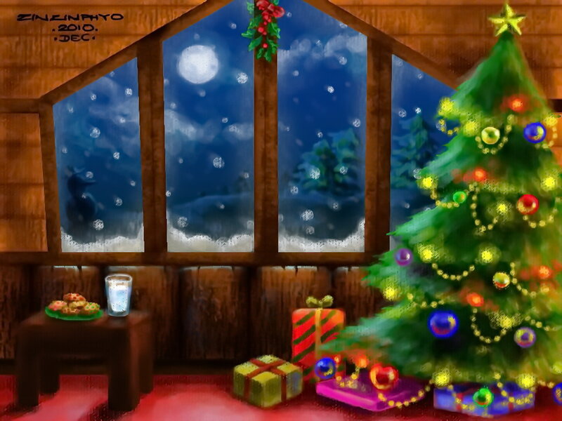 Christmas Tree in Cabin