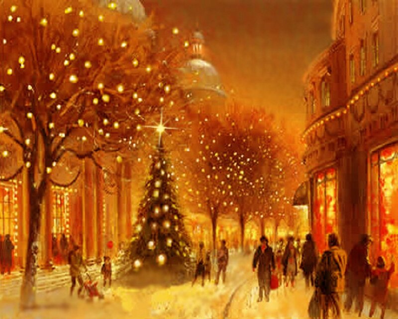 Christmas Tree in City — Orange