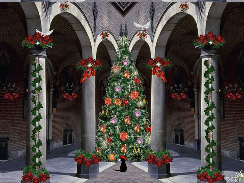 Christmas Tree in Courtyard — Green