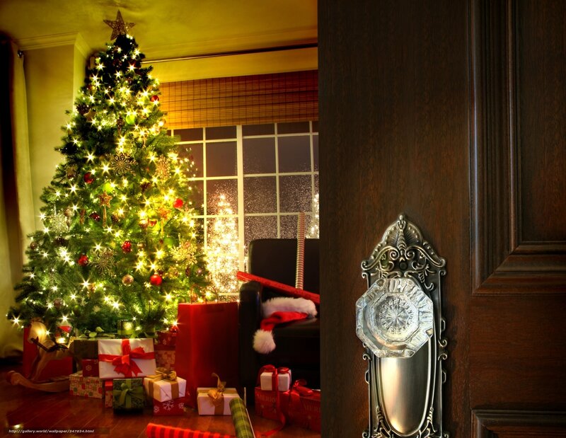 Christmas tree in cozy living room