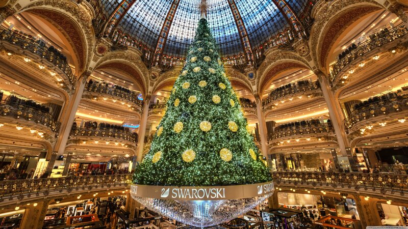 Christmas Tree in Department Store — Green, Festive