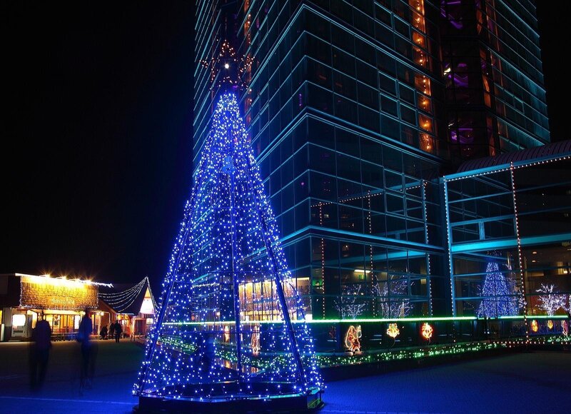 Christmas tree in front of hotel