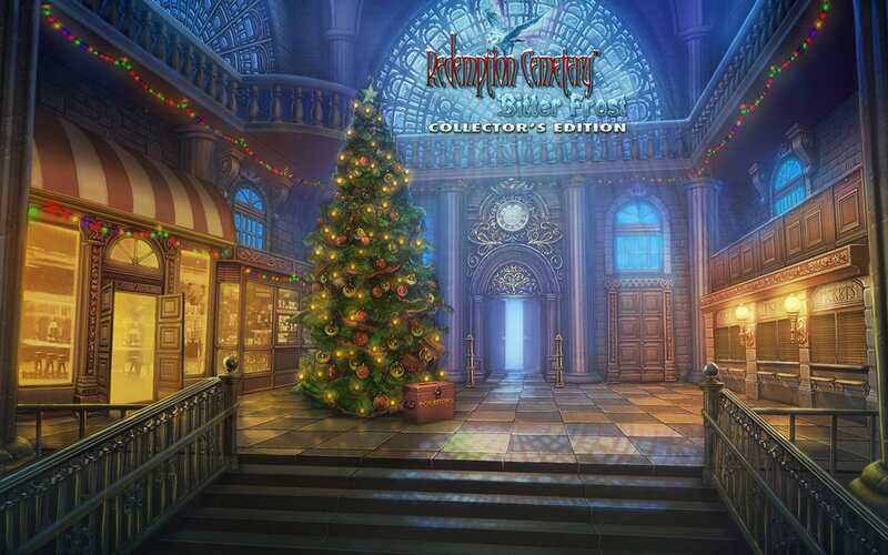 Christmas Tree in Hall — Green, Festive, Winter, Digital Art