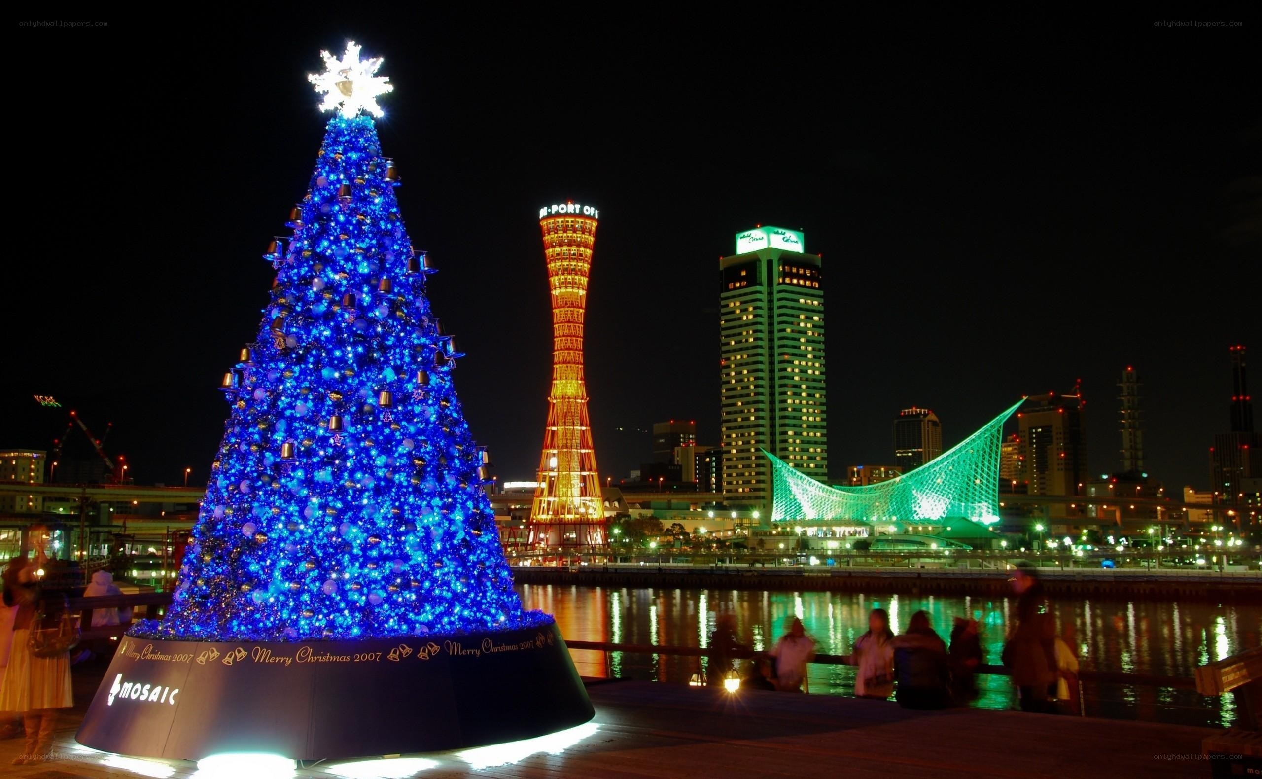 Christmas tree in Kobe at night