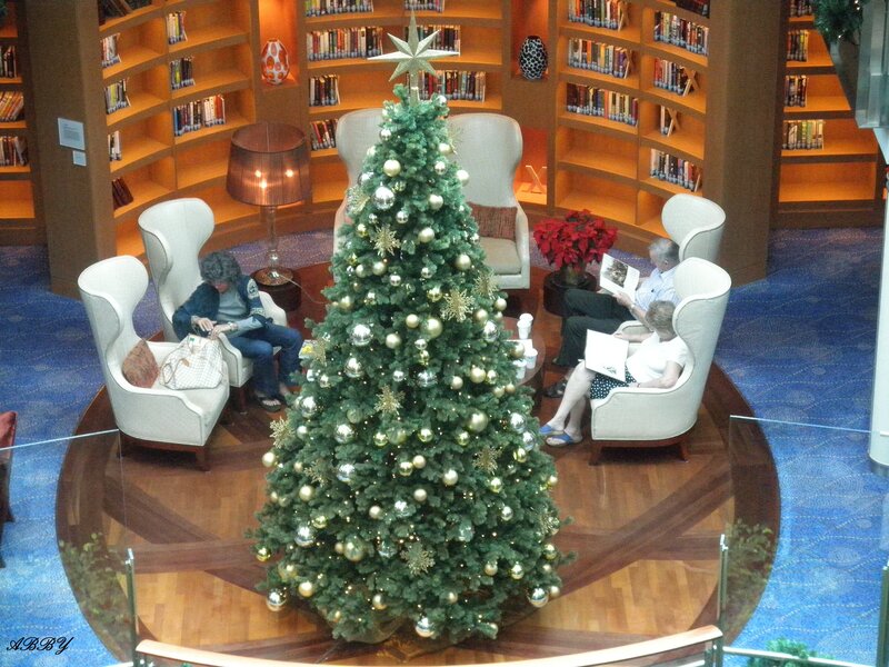 Christmas Tree in Library — Green