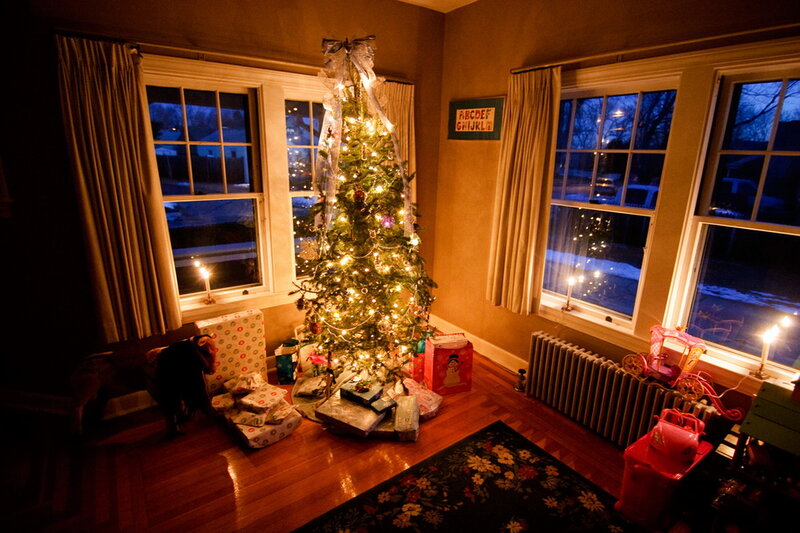 Christmas Tree in Living Room — Brown, Cozy
