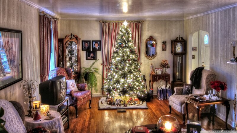 Christmas Tree in Living Room — Brown, Cozy, Winter