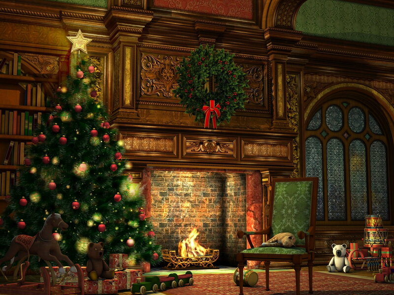 Christmas Tree in Living Room — Green, Cozy, Winter, 3d Render
