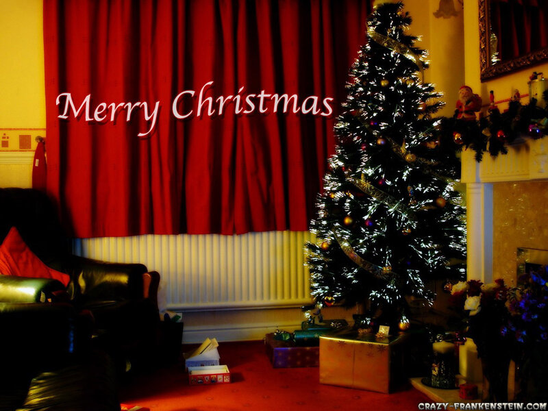 Christmas Tree in Living Room — Red, Festive, Winter, Photograph