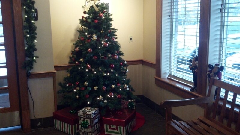 Christmas Tree in Lobby — Green, Festive