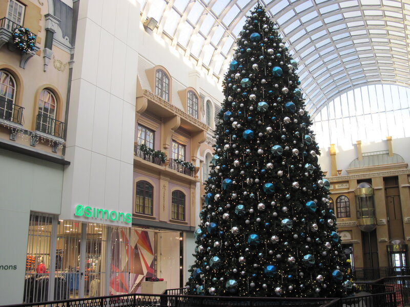Christmas Tree in Mall — Green, Festive, Afternoon