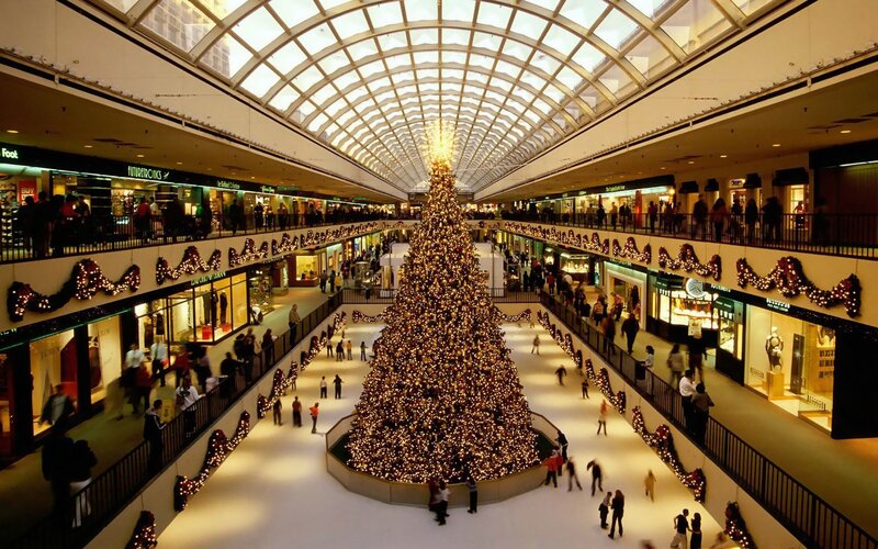 Christmas Tree in Mall — White