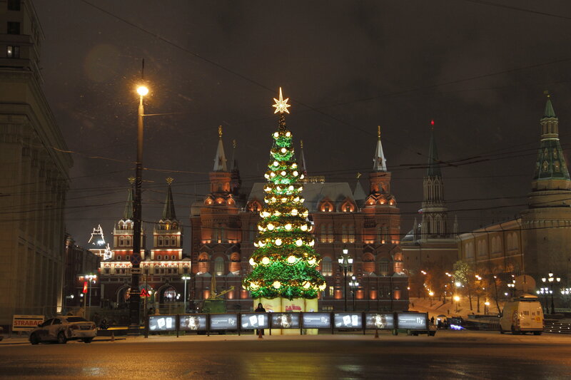Christmas tree in Moscow at night