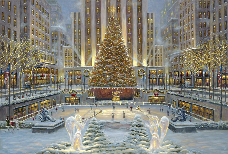 Christmas Tree in Plaza — White