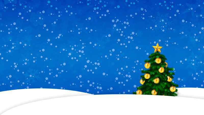 Christmas Tree in Snow — Blue, Festive, Winter