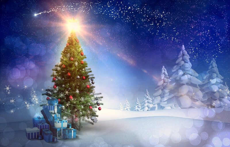 Christmas Tree in Snow — Blue, Magical