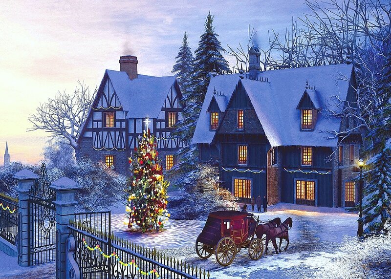 Christmas Tree in Snow — Blue, Peaceful, Winter