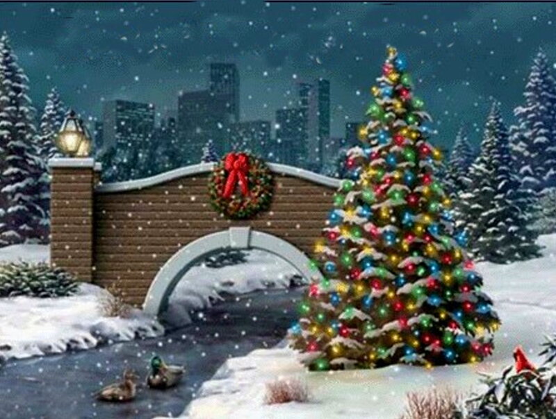 Christmas Tree in Snow — Green, Festive, Winter, Digital Art