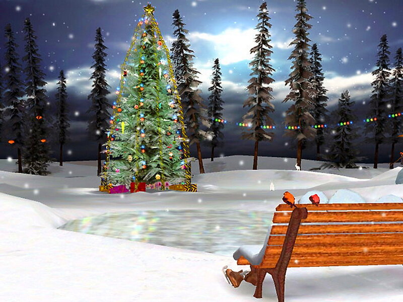 Christmas Tree in Snow — White, Serene