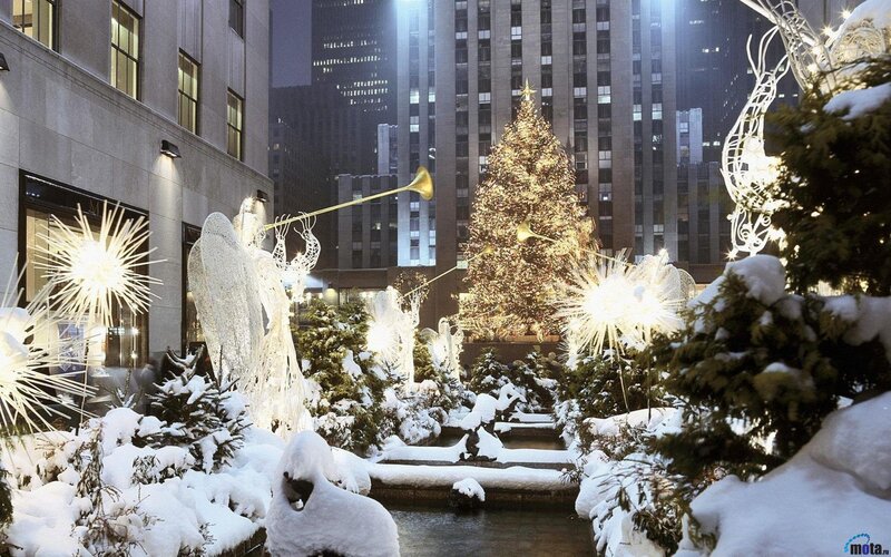 Christmas Tree in Snow — White