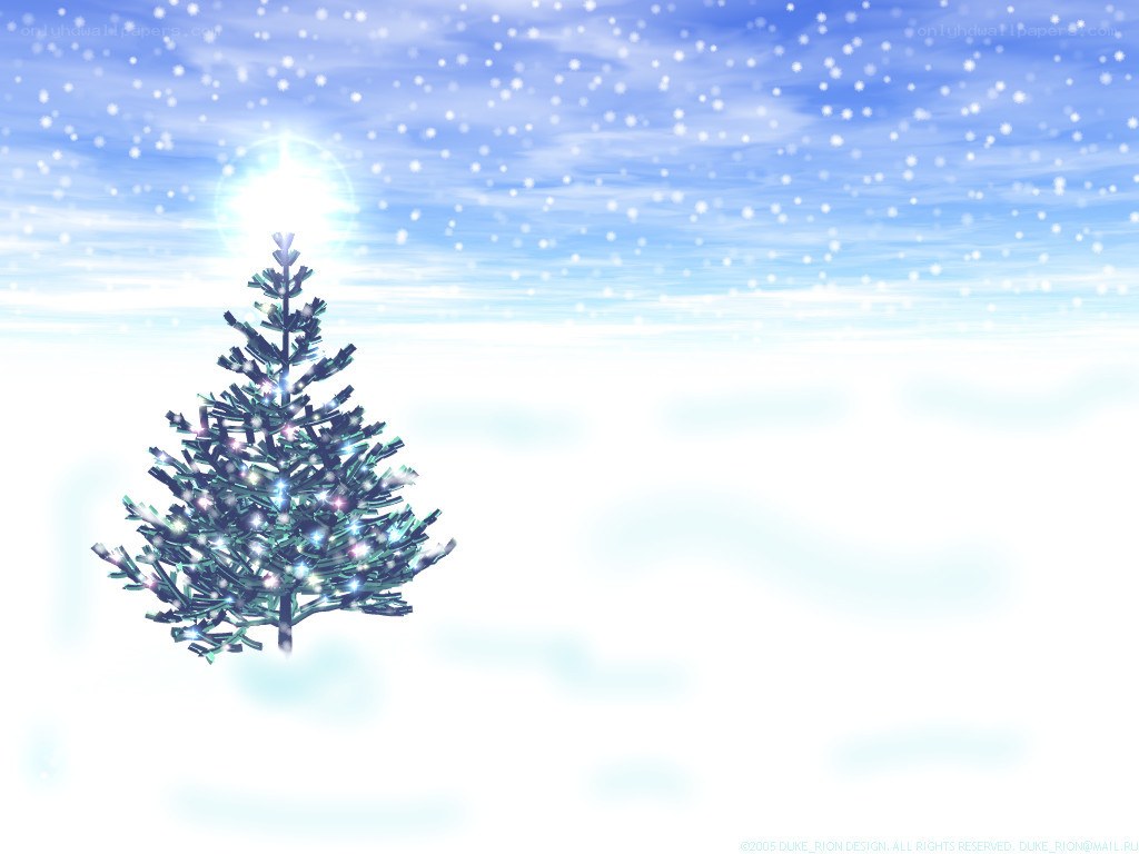 Christmas tree in snowy landscape
