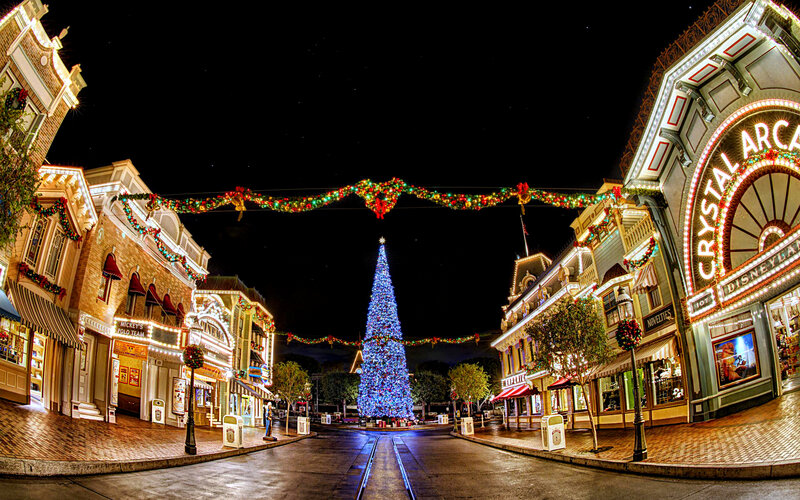 Christmas Tree in Town Square — Blue, Festive, Night