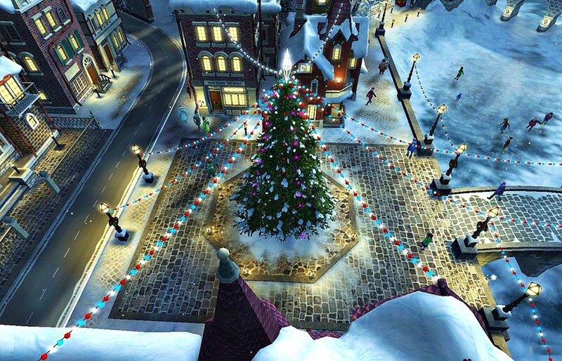 Christmas Tree in Town Square — Green, Festive