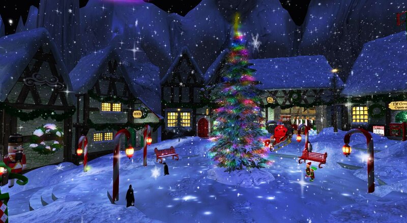 Christmas Tree in Village — Blue