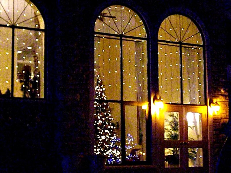 Christmas Tree in Window — Yellow, Festive