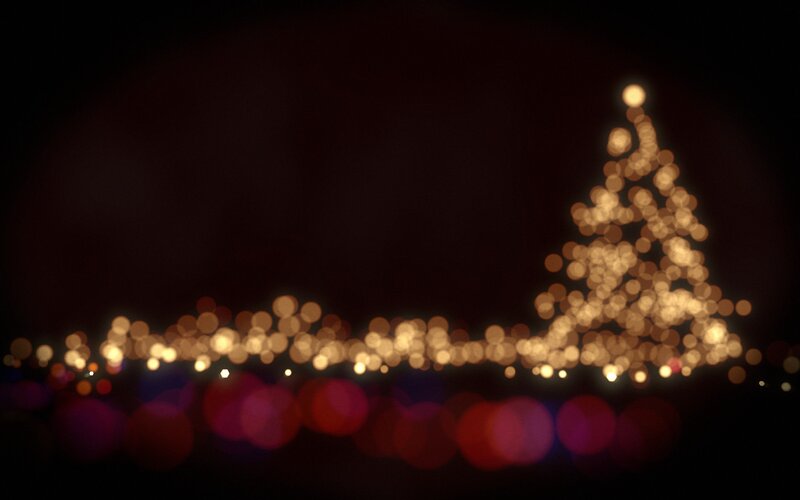 Christmas tree lights at night