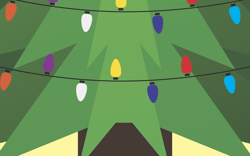 Christmas Tree Lights — Green, Festive, Vector Art